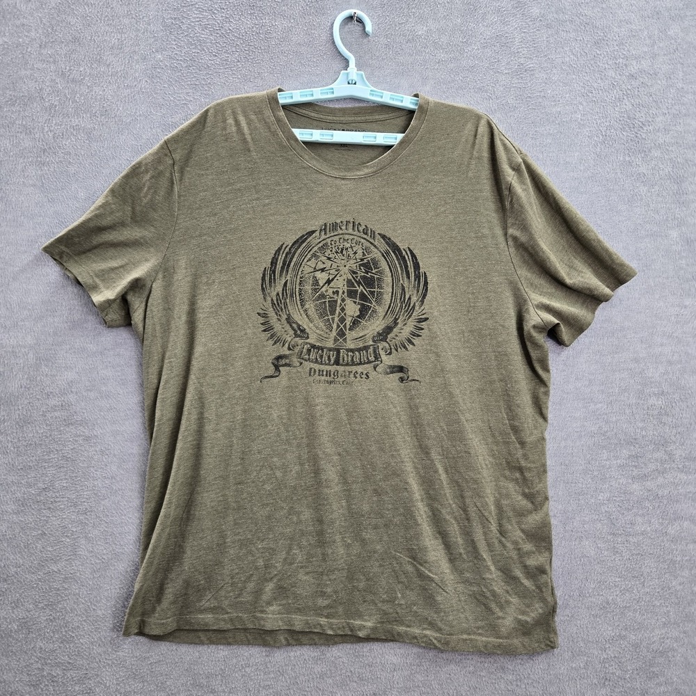 Lucky Brand Men Shirt XXL Green‎ American Short Sleeve